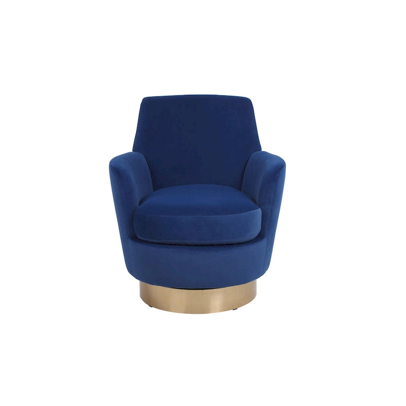 Navy Blue Velvet 29.3-inch Upholstered Swivel Bucket Chair
