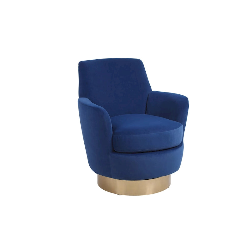 Navy Blue Velvet 29.3-inch Upholstered Swivel Bucket Chair