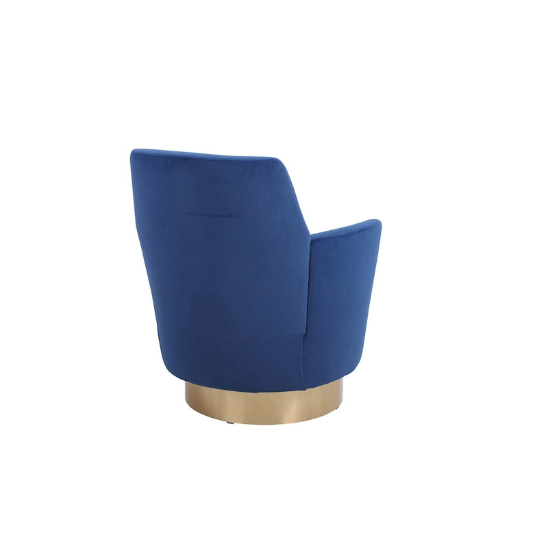 Navy Blue Velvet 29.3-inch Upholstered Swivel Bucket Chair