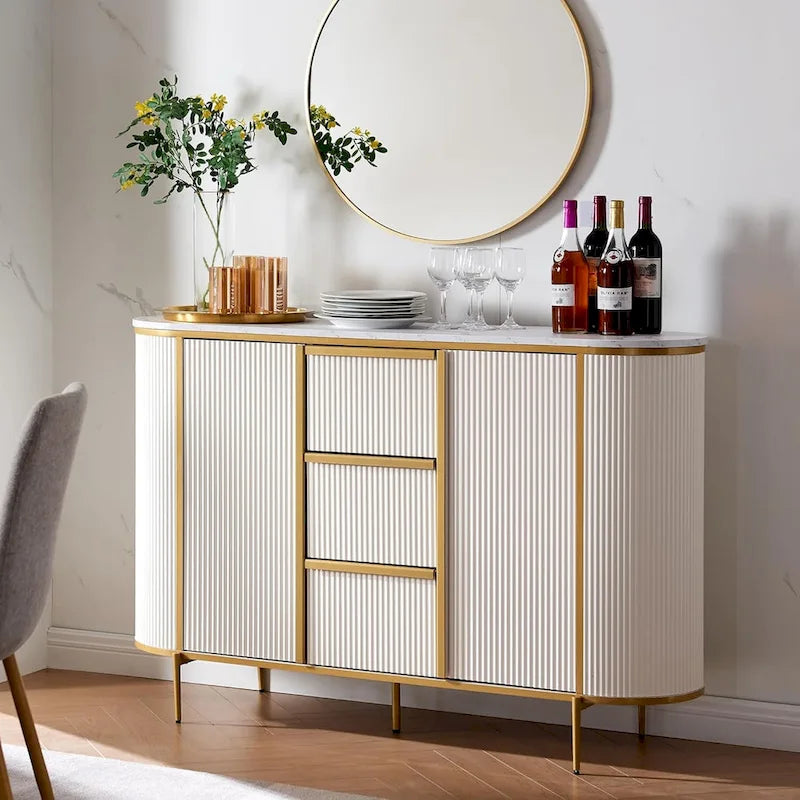54 Modern Fluted Buffet Cabinet, Buffet Table, Coffee/Wine Bar