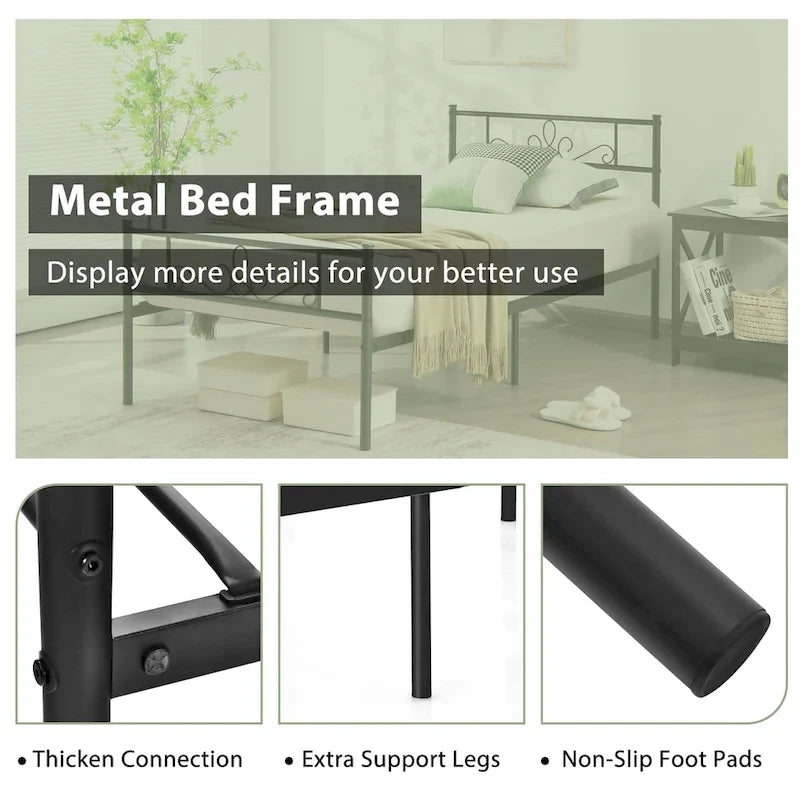 Twin/Queen/Full Metal Platform Bed Frame with Headboard and Footboard