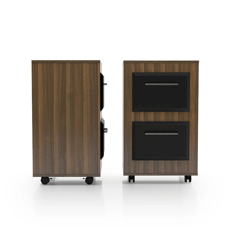 Double-Drawer Mobile Filing Cabinet With Iron Handles
