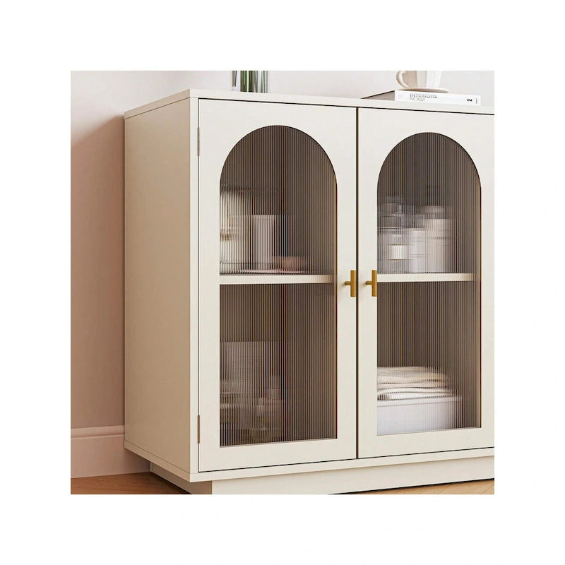Extendable Corner Dressing Table, Double-Door Vanity, Mirror Not Included