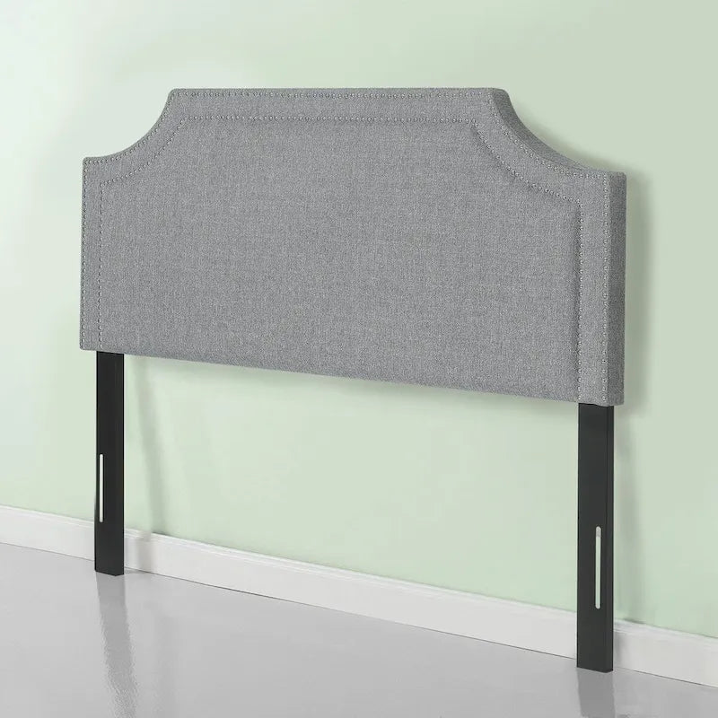 Upholstered Headboard With Rivet Embellishments, Suitable For King-Size Beds.