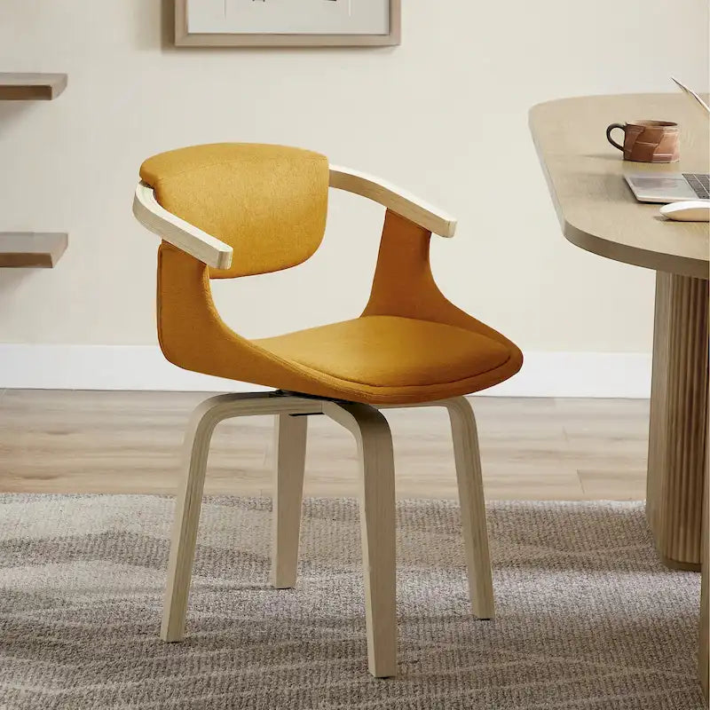 Rotating Cushioned Wooden Decorative Chair