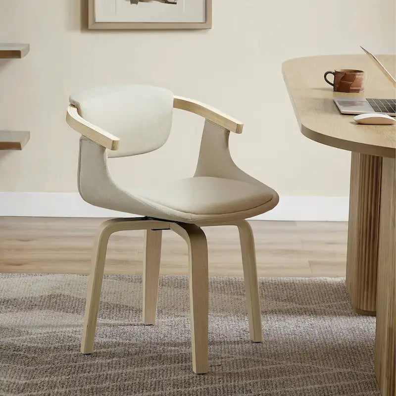 Rotating Cushioned Wooden Decorative Chair